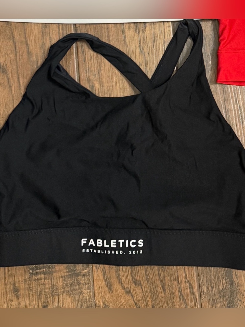 Fabletics Black Logo Crossback Sports Bra